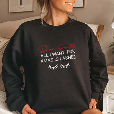 Lash Artist Sweatshirt, Dear Santa, All I Want For Christmas Is Lashes, Gift for Lash tech