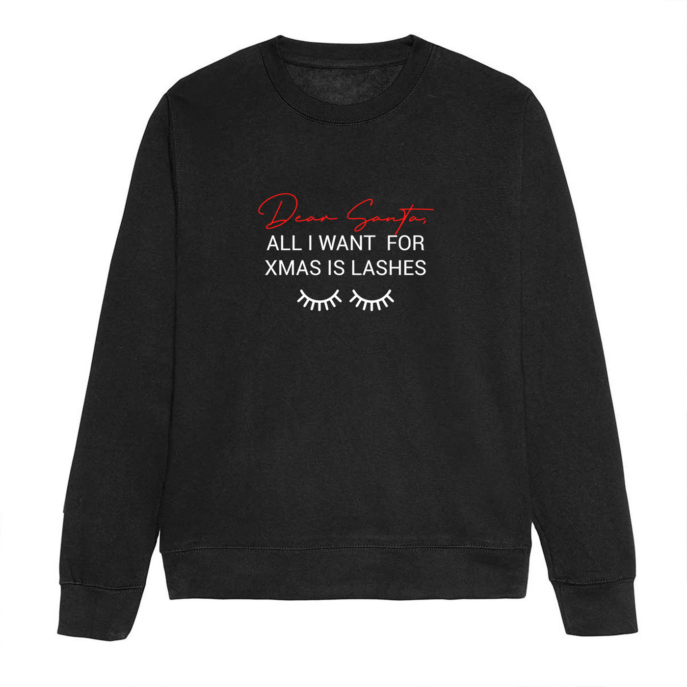 Lash Artist Sweatshirt, Dear Santa, All I Want For Christmas Is Lashes, Gift for Lash tech