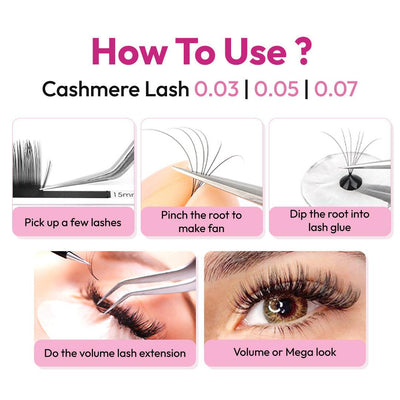 EASY FAN Russian VOLUME Lash Extensions | .10 .12 | Mixed/Single length | for WHOLESALE Pre-order Only - Eyesy Lash