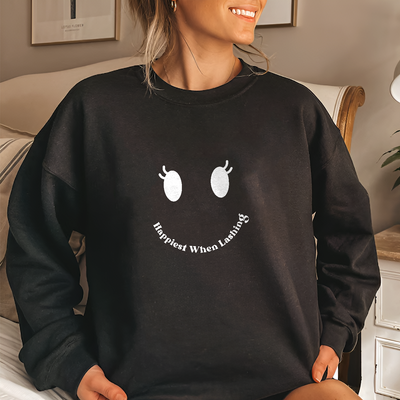 Lash Artist Sweatshirt, Happiest When Lashing Sweatshirt, Gift for Lash tech