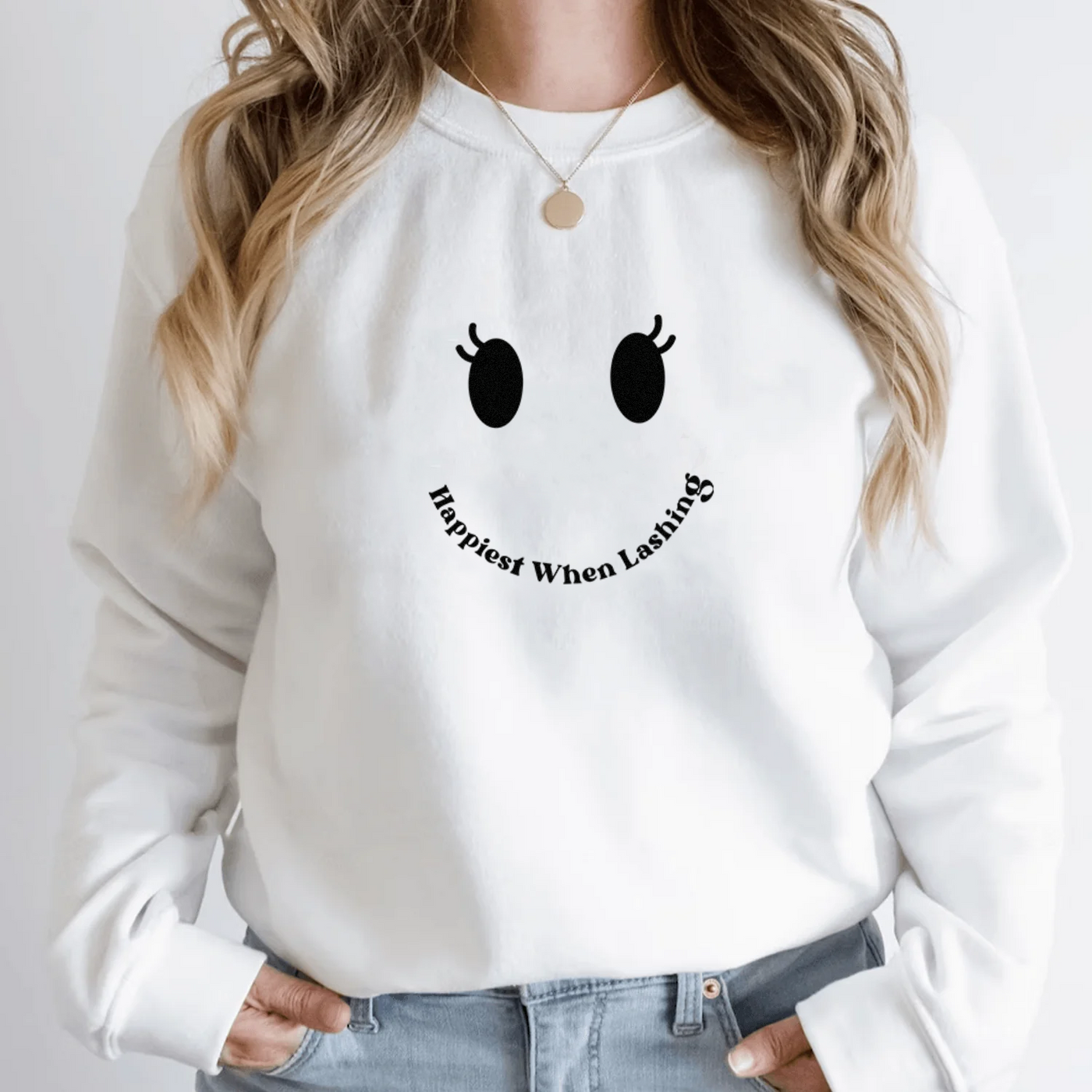 Lash Artist Sweatshirt, Happiest When Lashing Sweatshirt, Gift for Lash tech