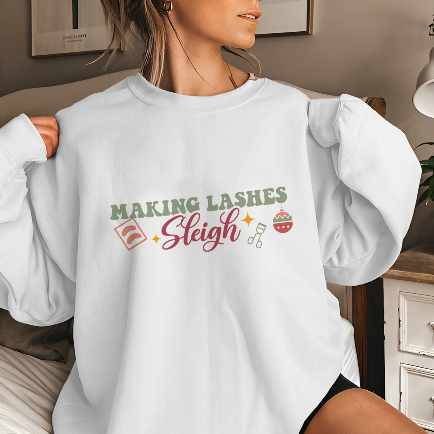 Lash Artist Sweatshirt, Making Lashes Sleigh, Gift for Lash tech
