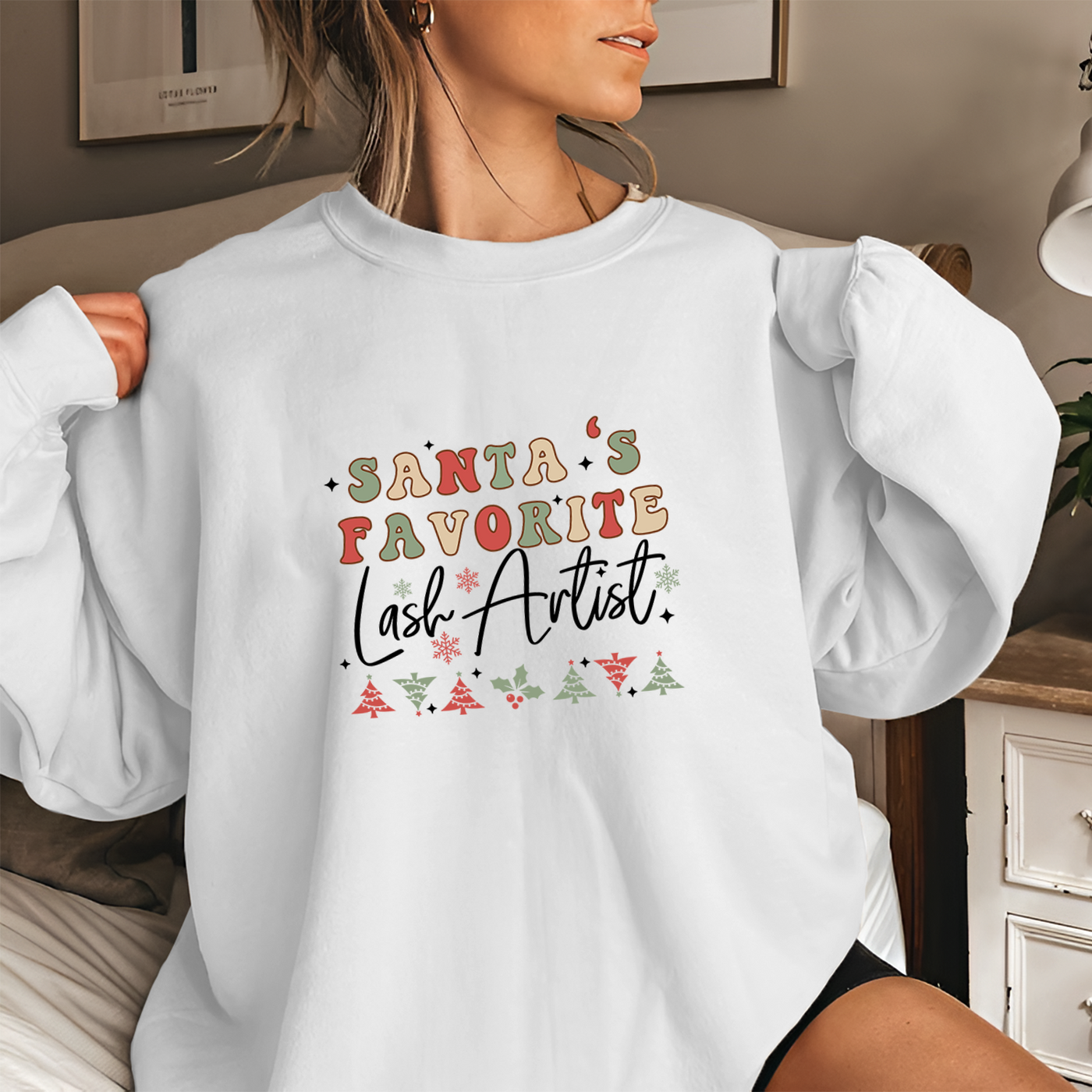Lash Artist Sweatshirt, Santa’s Favorite Lash Artist, Gift for Lash tech