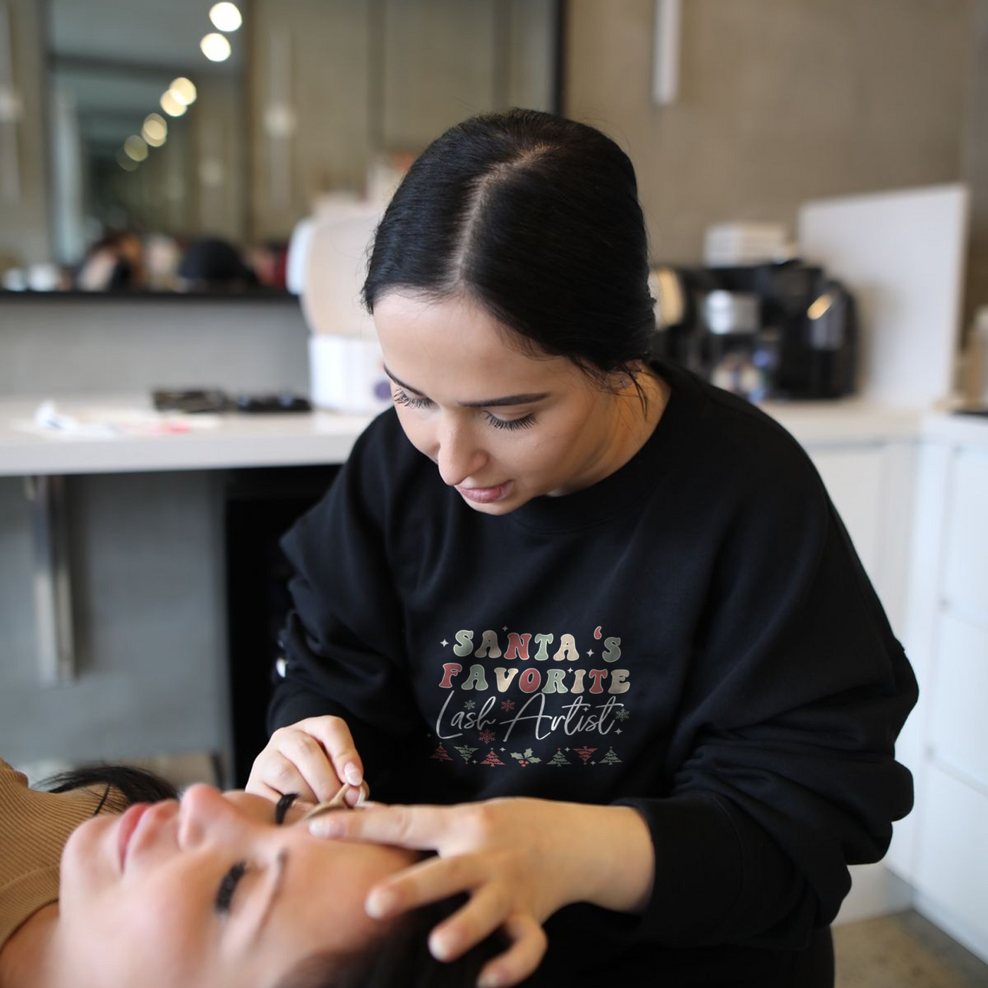 Lash Artist Sweatshirt, Santa’s Favorite Lash Artist, Gift for Lash tech