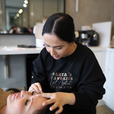 Lash Artist Sweatshirt, Santa’s Favorite Lash Artist, Gift for Lash tech