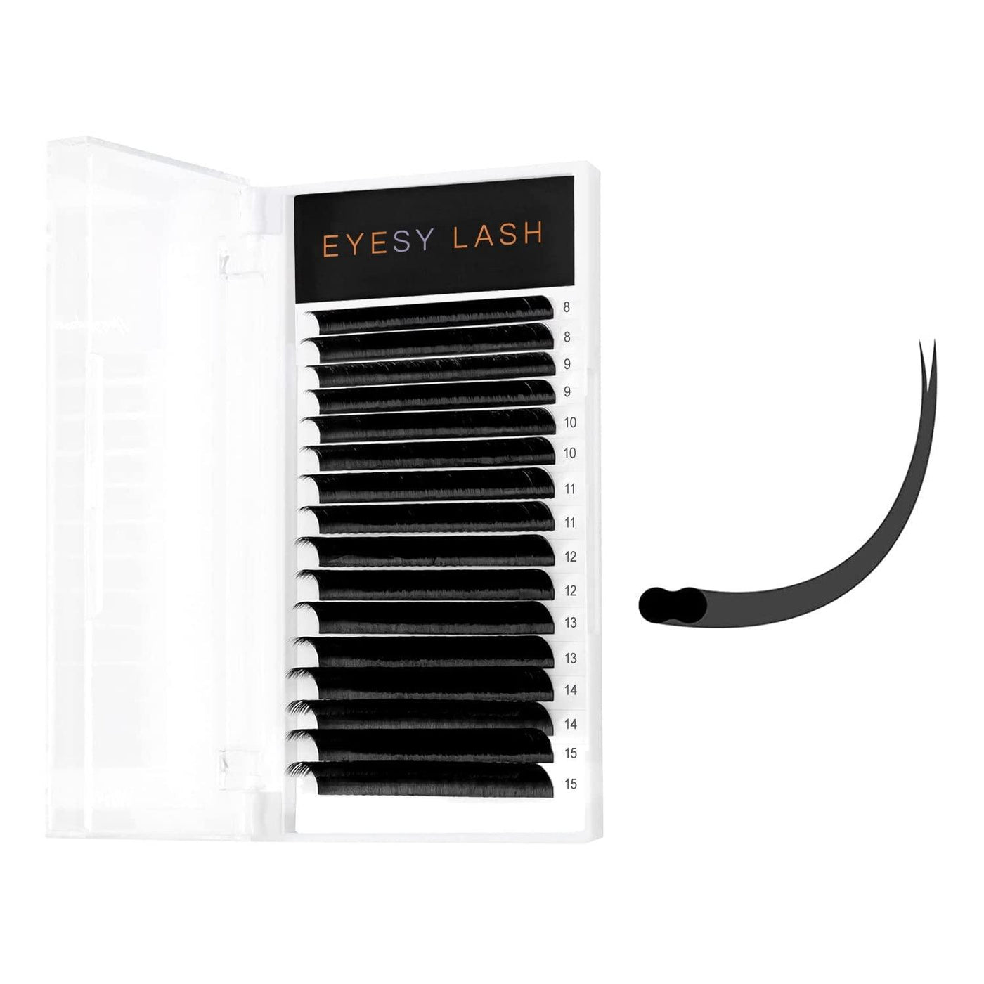 Flat Classic Lash Extensions Tray | 0.20 | Mixed Length (Ellipse Lash) - Eyesy Lash